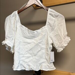 White Ruffled Women's Top